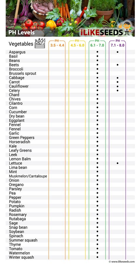 Vegetable Moisture Level Chart