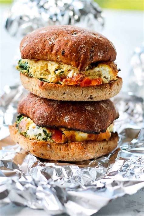 Vegetarian breakfast sandwich. Brussels Sprouts and Hummus Grilled Cheese from Simply Quinoa. This grilled-cheese sandwich tastes good hot or cold, thanks to a chickpea-Brussels sprouts filling that's equal parts creamy and ... 