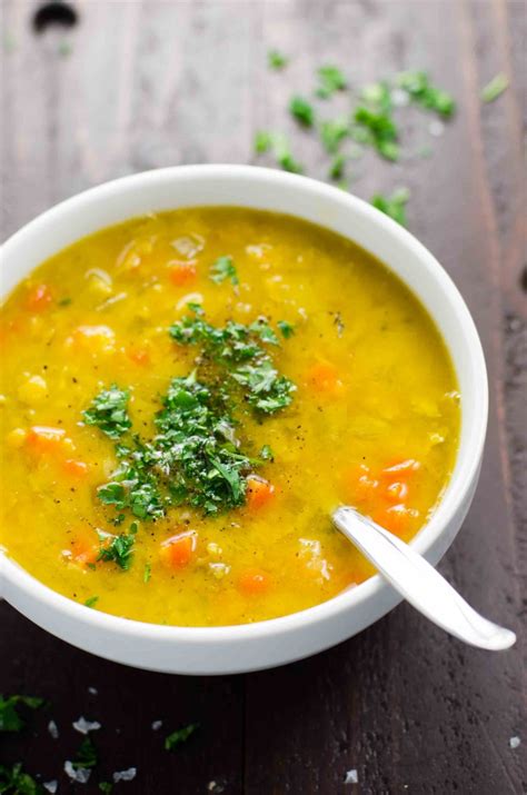 Vegetarian split pea soup recipe. Place baby spinach and about 2 cups of hot soup in high power blender or food processor. Carefully blend spinach into soup until completely incorporated. Add ... 