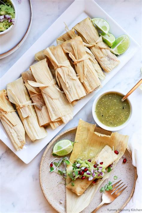 Vegetarian tamales. Blend the tomatillos in a blender until smooth. Let the poblano peppers cool, then discard the skin and seeds, and slice them into thin strips. Heat 1 tablespoon of the oil in a pot over medium ... 