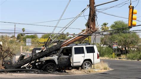 Vehicle crashes into utility pole, shutting down Tucson …