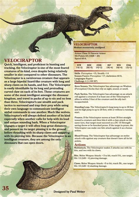 Velociraptor dnd 5e. Things To Know About Velociraptor dnd 5e. 