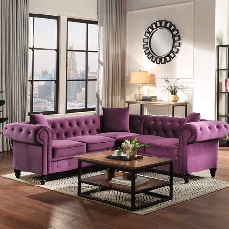 Velvet Purple Living Room Set