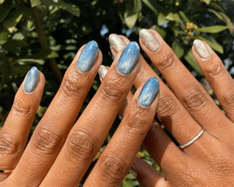 Velvet nails. For a more unique twist on the idea, add matte pink swirls on top of a dark, teal blue velvet nail base. The contrasting colors really makes the shimmer pop, while the swirling design gives it an ... 