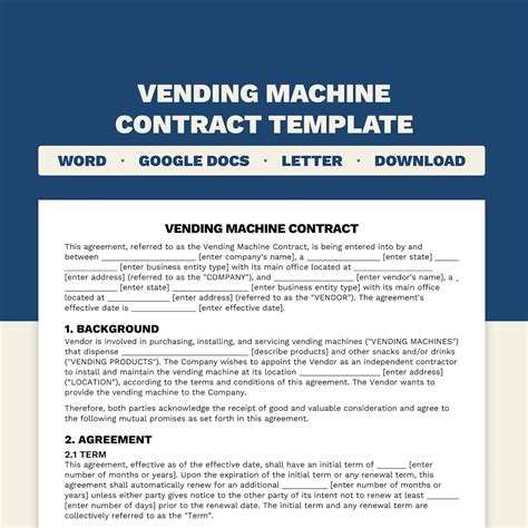 Vending Machine Contract Template Microsoft Word and Google Docs Format