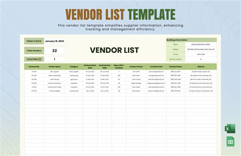 Vendor Listing Template