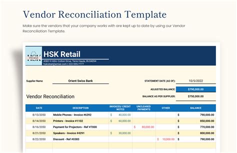 Vendor Reconciliation Template Excel