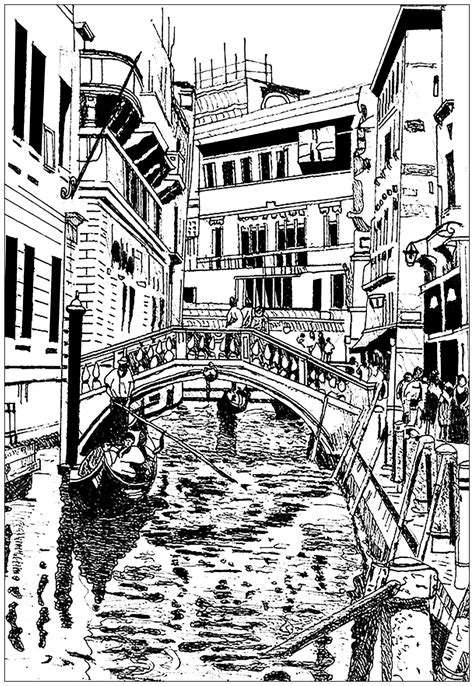 Venice Drawing Architecture Adult Coloring Pages