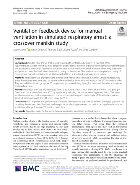 Ventilation feedback device for manual ventilation in simulated ...