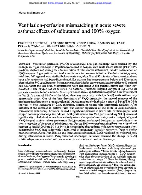 Ventilation-perfusion mismatching in acute severe asthma