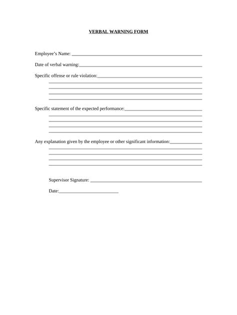 Verbal warning documentation template
