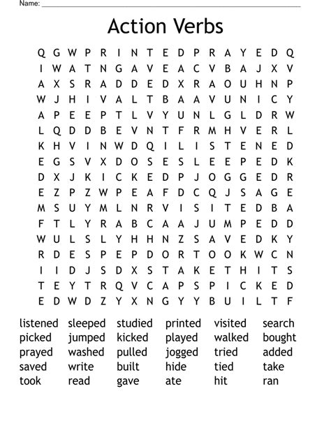 Verbs Word Search WordMint