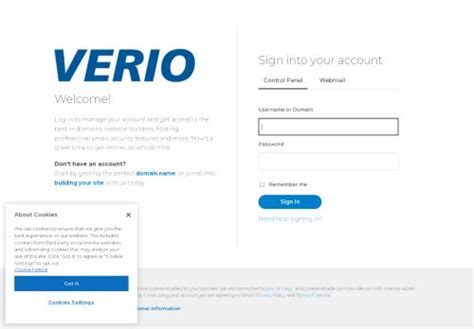 Verio login. Small business web hosting offering additional business services such as: domain name registrations, email accounts, web services, online community resources and various small business solutions. 