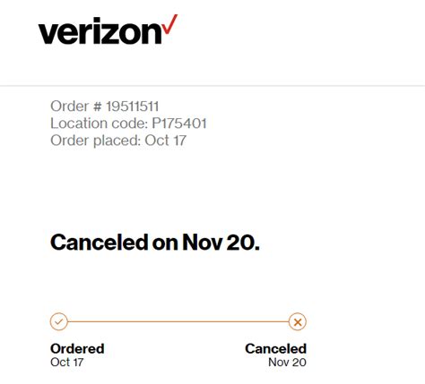 Verizon cancelled my order. Enthusiast - Level 2. 09-18-2012 08:20 AM. So I called VZW up and asked why my order was cancelled. They said my address was somehow on their block list, but they don't know why. They removed the block though and my order was put back into the system but now the system is showing I'll receive it probably the first week of October (whereas ... 