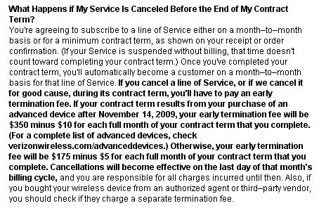 Verizon early termination fee. GM mbrudolph, In order to find what are the terminating fees for cancelling your phone and internet service you have the call this # 800-870-9999 then explain to them what you want to do with your service. 