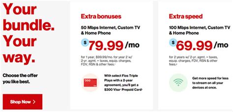 Low prices. Fiber internet offers premium internet performance, but you won’t pay premium prices on Verizon. Instead, Verizon Fios plans start at only $49.99 per month, making them a fit for any budget. If you have a qualifying Verizon Wireless Unlimited phone plan, you’ll save an additional $25.00 monthly on Verizon Fios service.