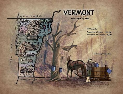 Vermont Illustrated Map c1950