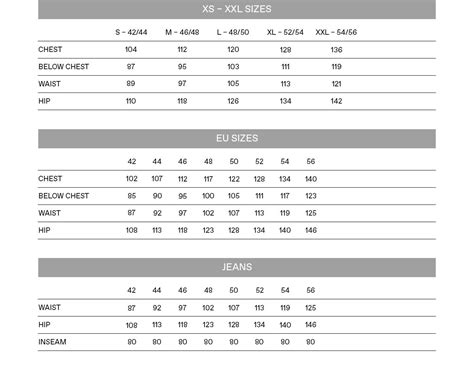 Vero Moda Size Chart