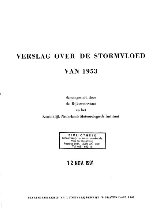Verslag over de stormvloed van 1953. - Hedningen och andra berättelser fran söderhafsöarna.