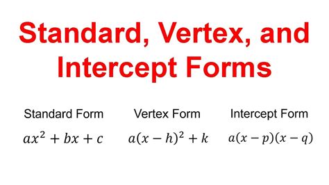 Vertex and Intercept Forms PT 1 YouTube