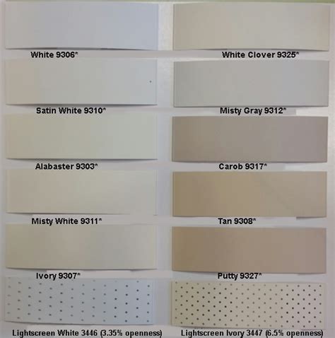 Vertical Blinds Color Chart
