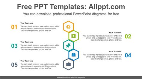 Vertical Hexagonal List Powerpoint Diagram Template