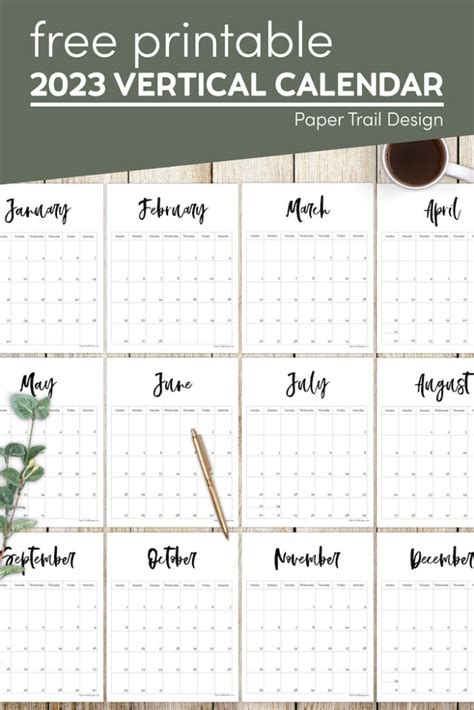 Vertical Monthly Calendar Printable 2023 2023 Calendar Printable