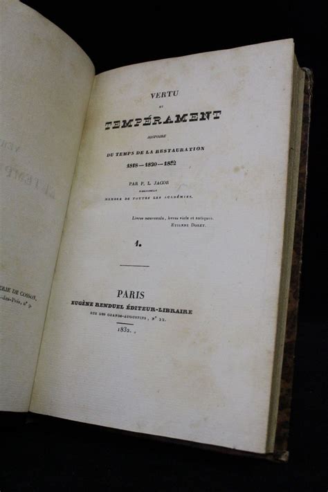 Vertu et tempérament: histoire du temps de la restauration, 1818 1820 1832. - Lehrbuch der christlichen sittenlehre und der geschichte derselben..