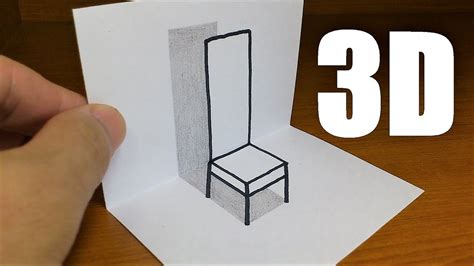 Very Easy!! How To Draw 3D Chair Anamorphic Illusion 3D Trick Art