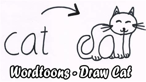 Very Easy! How to Draw a Cat Using the Word Cat YouTube