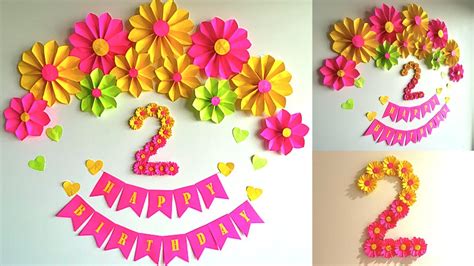 Very Easy Birthday Decoration at Home Paper Flower Backdrop