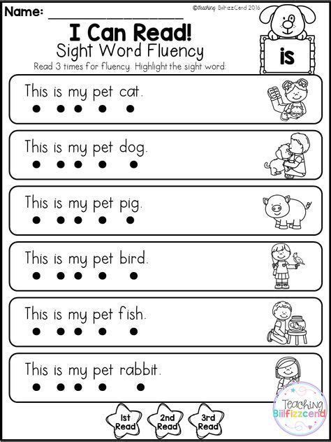 Very First Sight Word Sentences Guided Reading Levels A and B in 2020