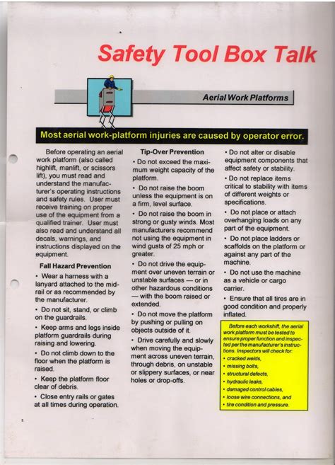 Very Simple Safety ToolBox Talk Material