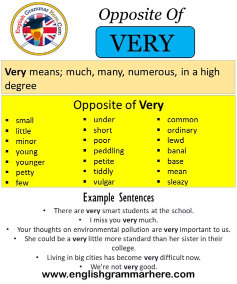 Very opposite. VERY - Synonyms, related words and examples | Cambridge English Thesaurus 