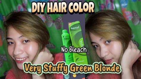 On this video I'll show you how I colored my hair using a VERY STUFFY GREEN BLONDE hair color bremod brand . Without using a bleach.. 