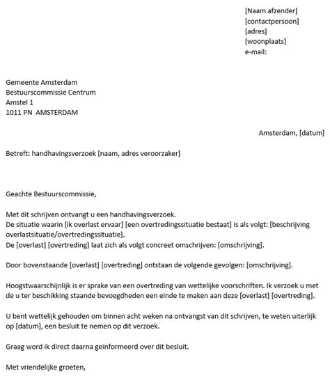Verzoek tot handhaving gemeente
