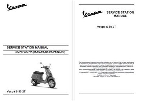 Vespa s 50 2t repair service manual. - Notes de the a tre, 1940-1950..