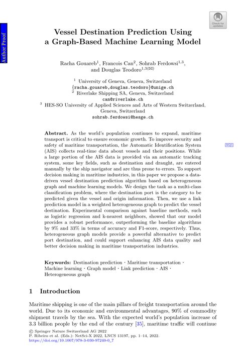 Vessel Destination Prediction Using a Graph-Based Machine Learning Model