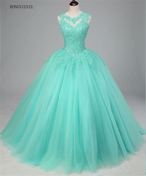 Vestidos de 15 años verde online menta