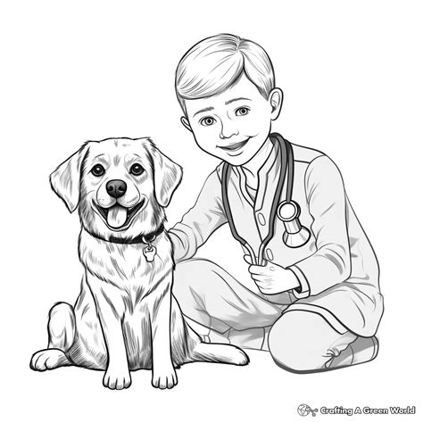 Veterinarian clipart coloring page, Veterinarian coloring page