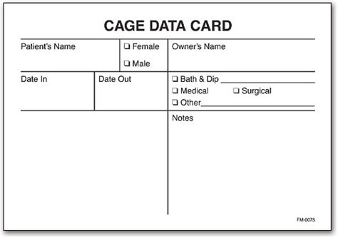 Veterinary Cage Card Templates