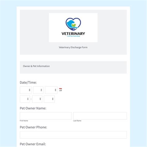 Veterinary Discharge Form Template Formstack