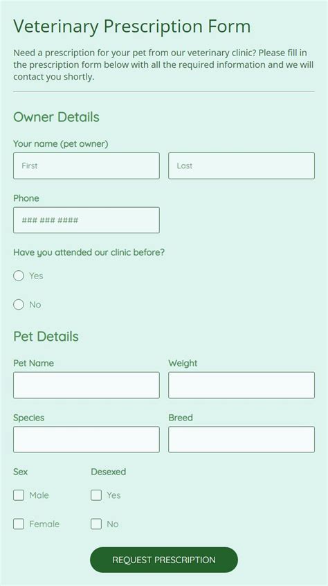 Veterinary Forms Form Templates 123FormBuilder