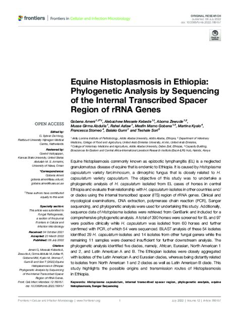 Veterinary histoplasmosis prevalence in ethiopia pdf.  Regression statistics we...