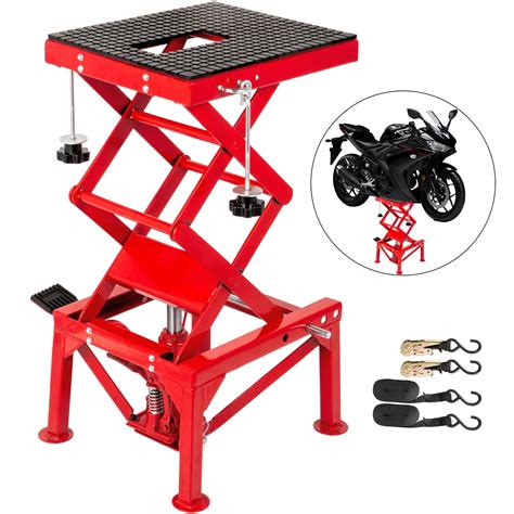 Buy VEVOR Hydraulic Motorcycle Lift Table, 350 LBS Capacity Motorcycle Scissor Jack Lift with Wide Deck, J-Hooks, 4 Wheels, Hydraulic Foot-Operated Jack Stand for ATV Dirt Bikes: Scissor Lift Jacks - Amazon.com FREE DELIVERY possible on eligible purchases. 
