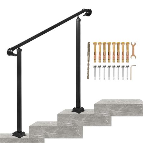 VEVOR Outdoor Stair Railing Kit, 5 ft Handrails 0-5 Steps, Adjustable Angle White Aluminum Stair Hand rail for The Elderly, Handrails For Outdoor Steps (5.0) 5 stars out of 163 reviews 163 reviews. USD $94.99. You save. $0.00 $94.99/ca. Price when purchased online. Add to cart.. 