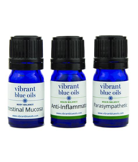 Vibrant blue oils. Rated 5.00 out of 5 based on 2 customer ratings. ( 2 customer reviews) $ 99.00. Vibrant Blue Oils Gut Repair Kit™ contains three powerful oils – Parasympathetic™, Intestinal Mucosal Repair™ and Anti-Inflammatory™ – that when used in combination with a healing diet and nutritional supplements, helps support regeneration and repair of ... 
