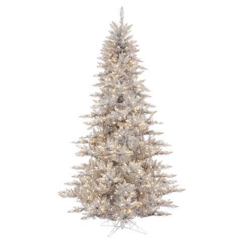 Vickerman Silver Tinsel Fir Artificial Christmas Tree