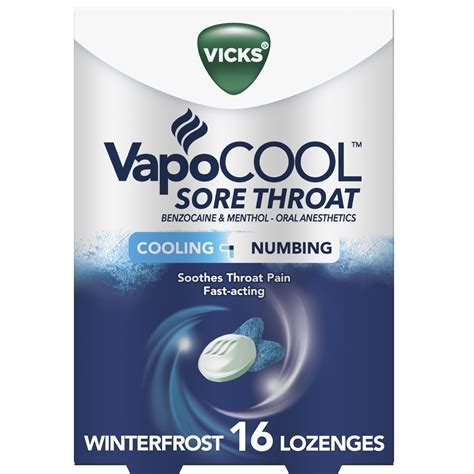Vicks vapocool sore throat drops.  Specially formulated with menthol, ...