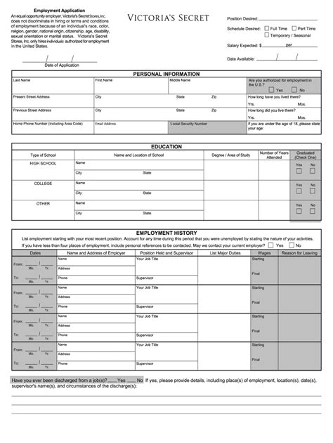 Victoria Secret Model Application Form Fill Out and Sign Printable
